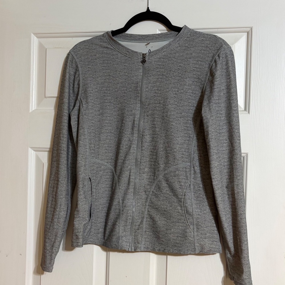 prAna Astele Long Sleeve Full Zip Sun Top Jacket Gray Yoga Sun Blocking